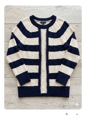 J.Crew Nautical Stripe Chunky Knit Sweater  Coastal Prep S Linen Blend